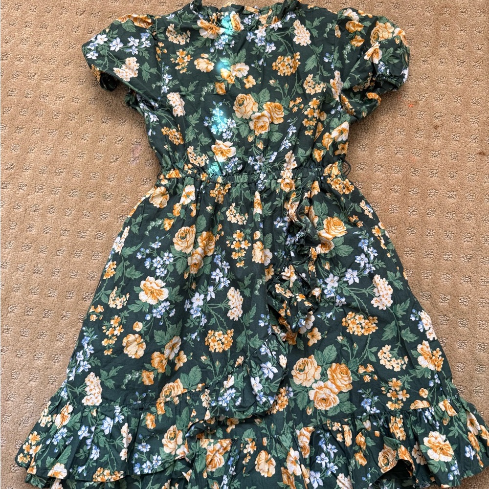 Floral Green Kids Dress